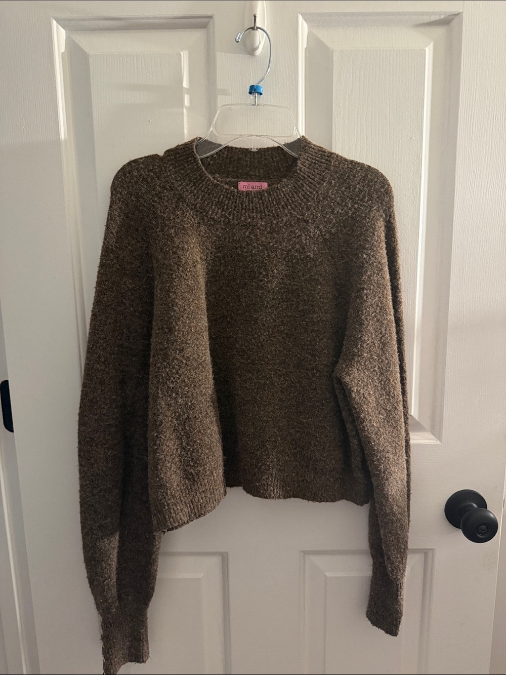 miami Brown Textured Crewneck Sweater